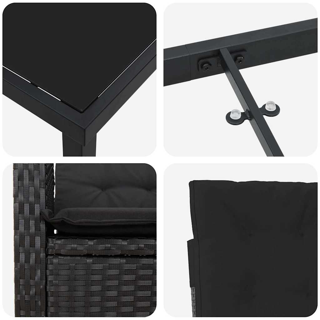 Have Spisebordssæt 7 pcs Sort polyrattan