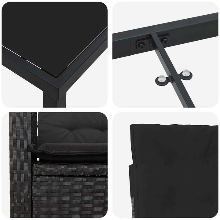 Have Spisebordssæt 7 pcs Sort polyrattan