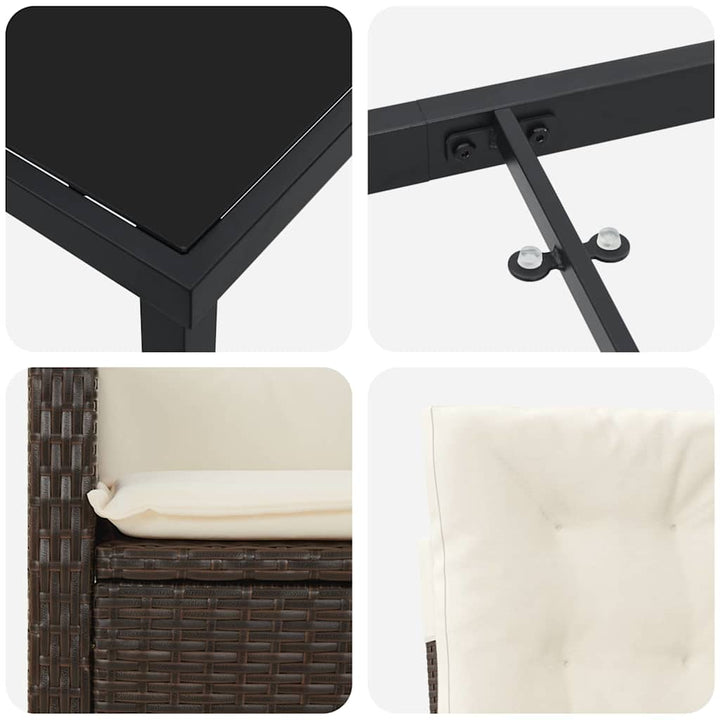 Have Spisebordssæt 3 pcs Brun polyrattan