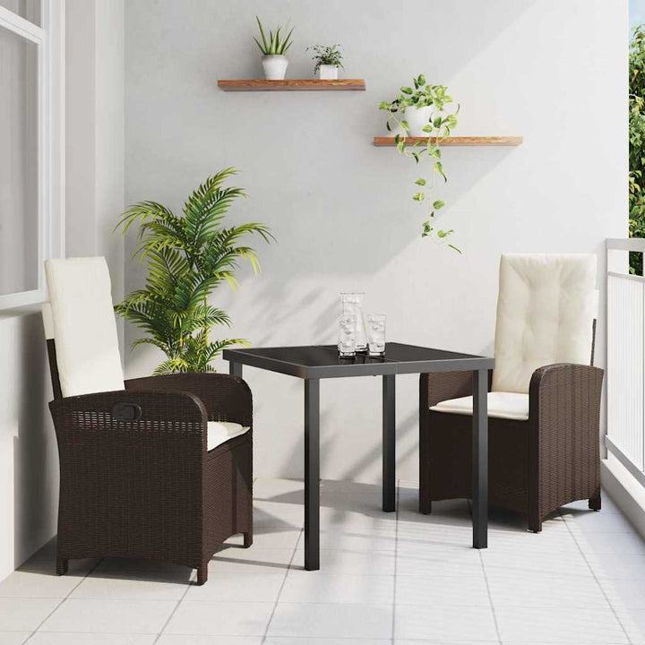 Have Spisebordssæt 3 pcs Brun polyrattan