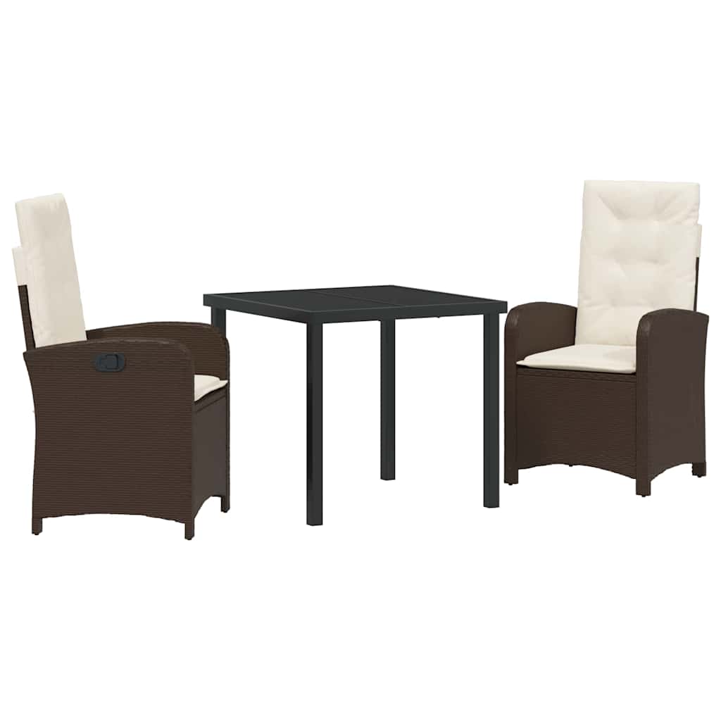 Have Spisebordssæt 3 pcs Brun polyrattan