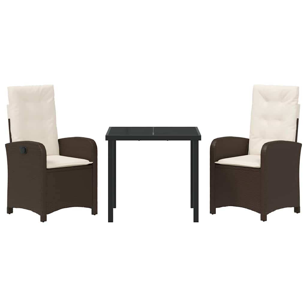 Have Spisebordssæt 3 pcs Brun polyrattan