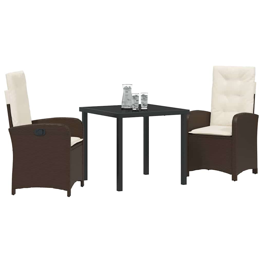 Have Spisebordssæt 3 pcs Brun polyrattan