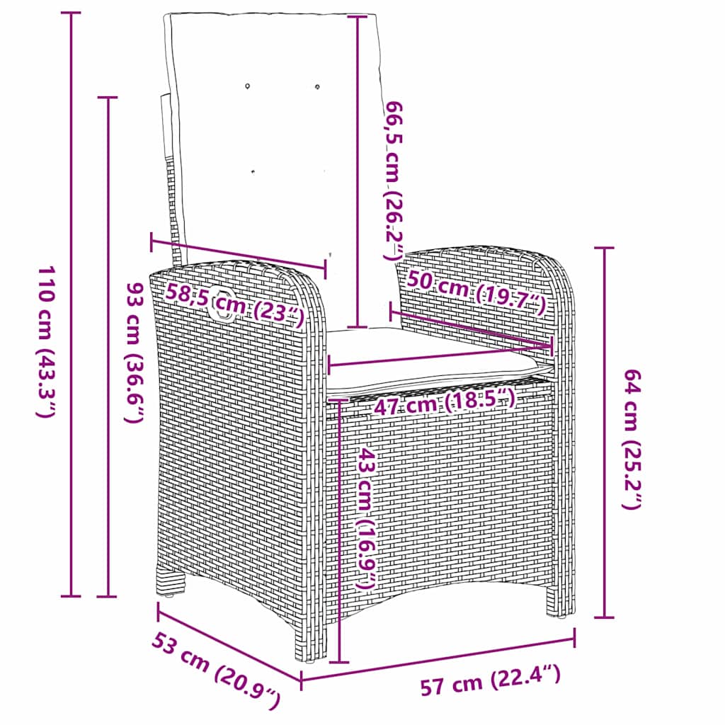 Have Spisebordssæt 3 pcs Brun polyrattan