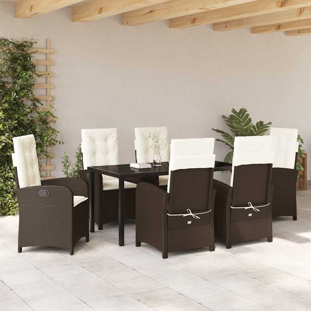 Have Spisebordssæt 7 pcs Brun polyrattan