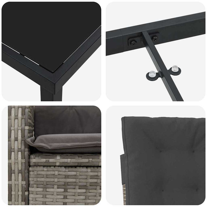 Have Spisebordssæt 3 pcs Grå polyrattan