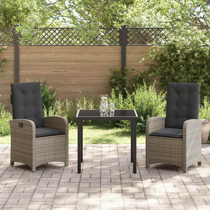 Have Spisebordssæt 3 pcs Grå polyrattan