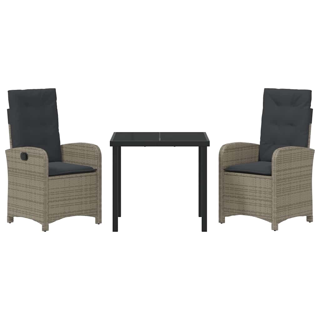 Have Spisebordssæt 3 pcs Grå polyrattan