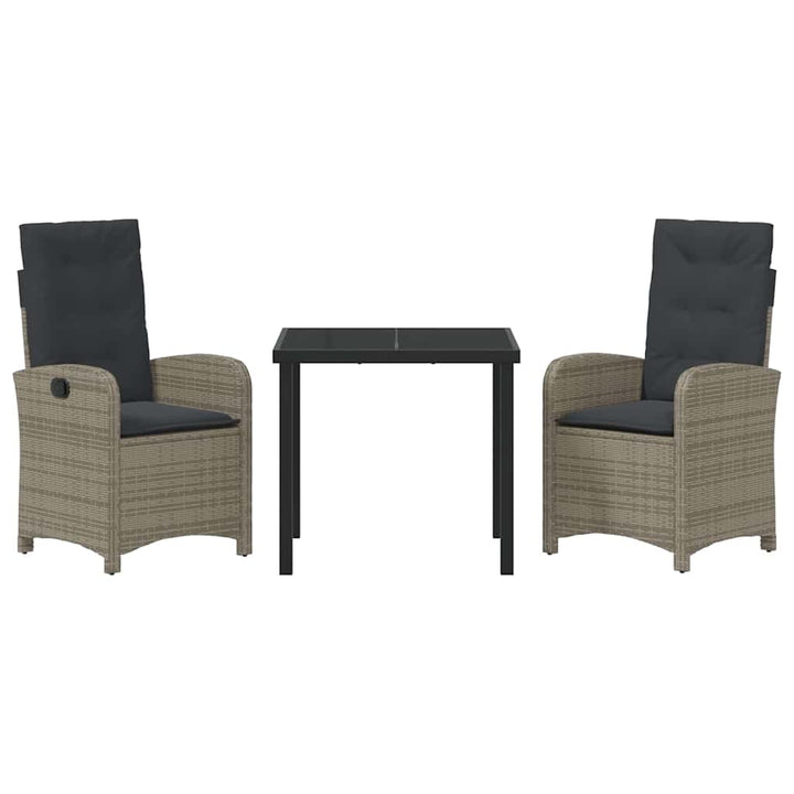 Have Spisebordssæt 3 pcs Grå polyrattan