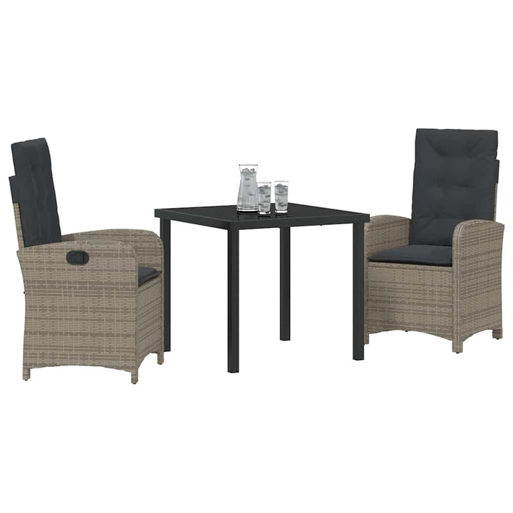 Have Spisebordssæt 3 pcs Grå polyrattan