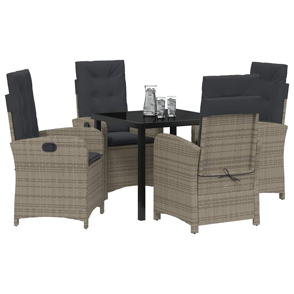 Have Spisebordssæt 5 pcs Grå polyrattan