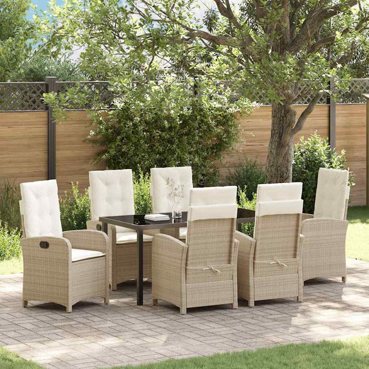 Have Spisebordssæt 7 pcs Beige polyrattan
