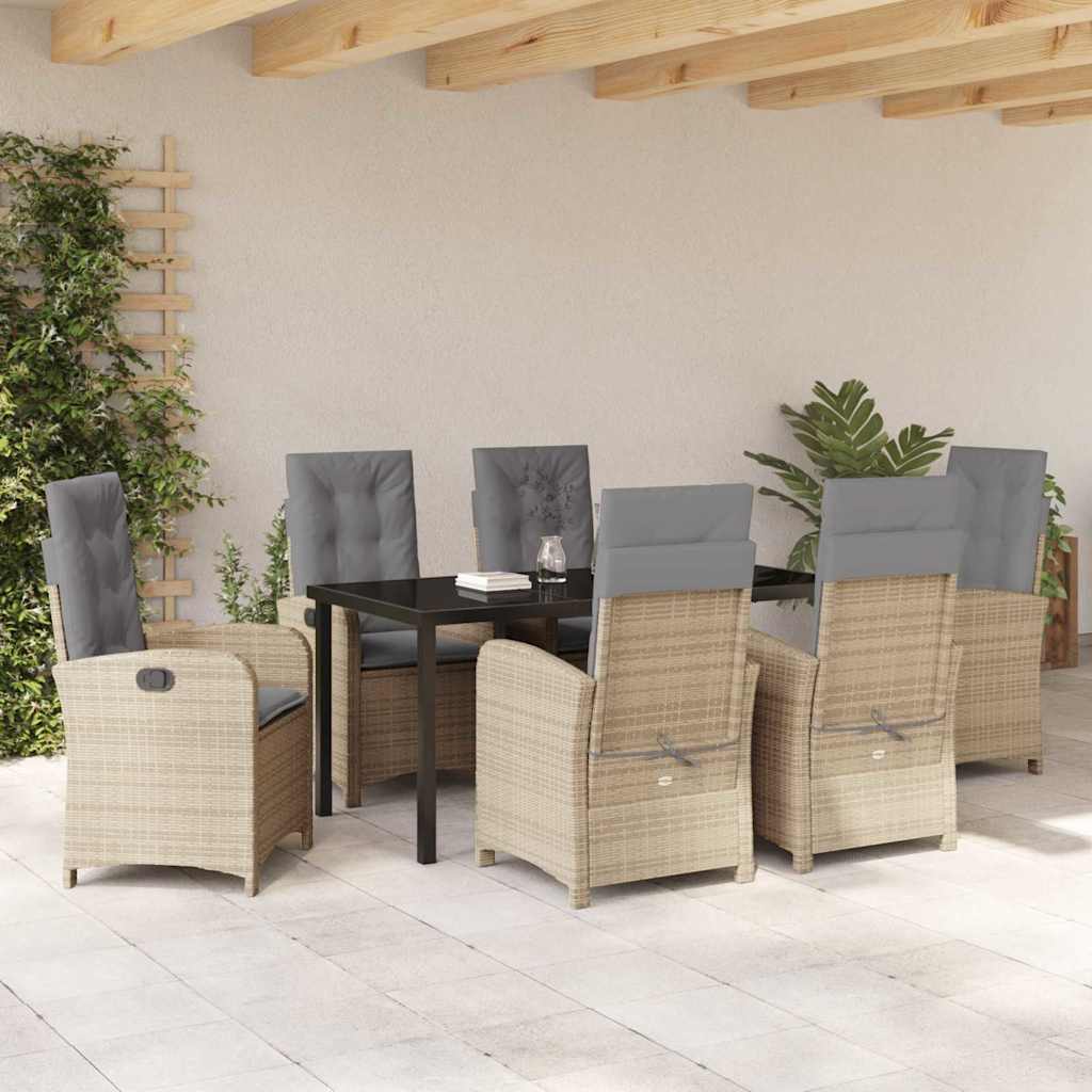 Have Spisebordssæt 7 pcs Beige polyrattan