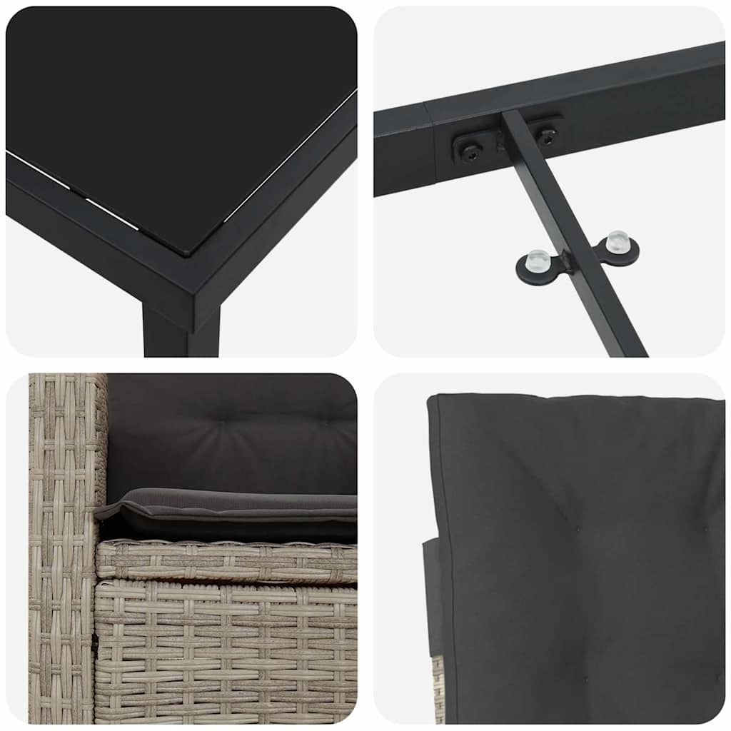 Have Spisebordssæt 3 pcs Lysegrå polyrattan