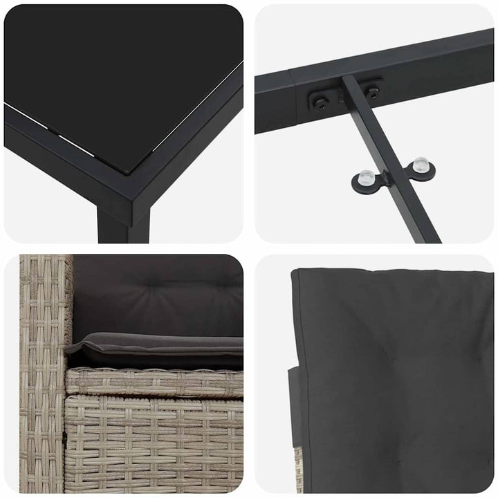 Have Spisebordssæt 3 pcs Lysegrå polyrattan