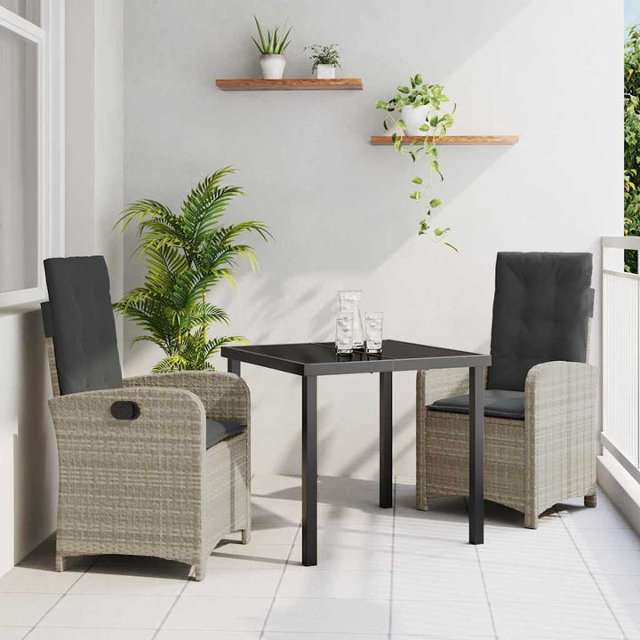 Have Spisebordssæt 3 pcs Lysegrå polyrattan