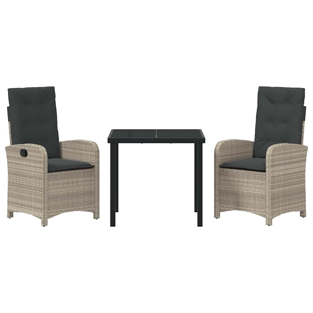 Have Spisebordssæt 3 pcs Lysegrå polyrattan