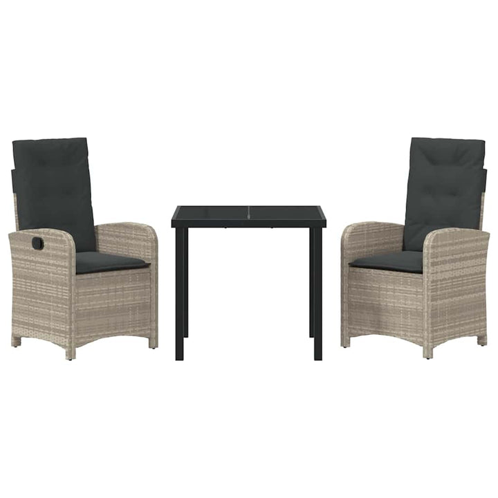 Have Spisebordssæt 3 pcs Lysegrå polyrattan