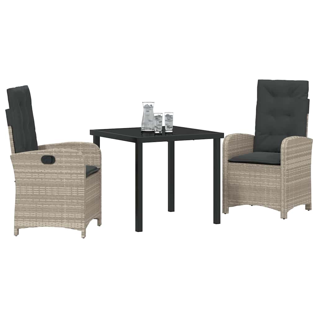 Have Spisebordssæt 3 pcs Lysegrå polyrattan