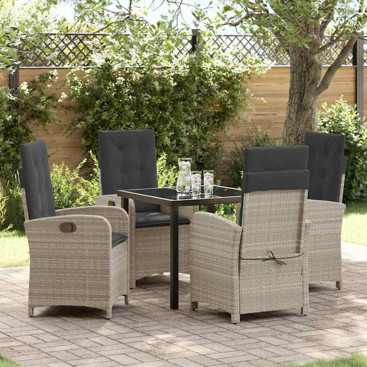 Have Spisebordssæt 5 pcs Lysegrå polyrattan