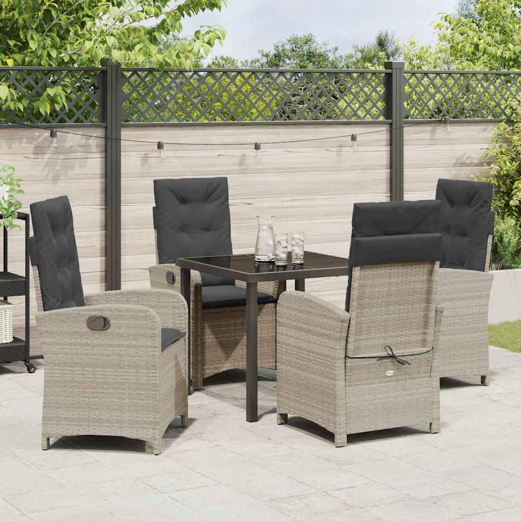Have Spisebordssæt 5 pcs Lysegrå polyrattan