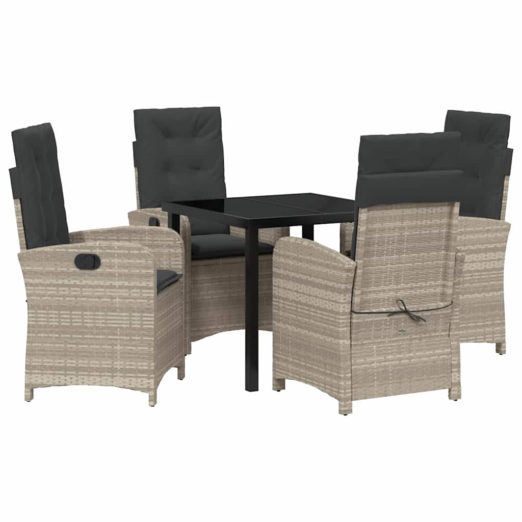 Have Spisebordssæt 5 pcs Lysegrå polyrattan