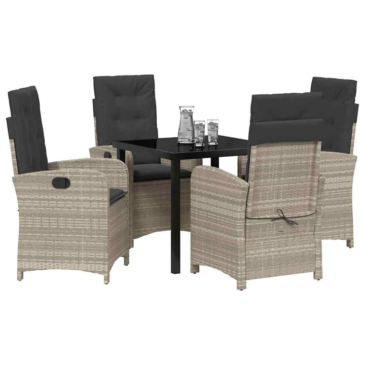 Have Spisebordssæt 5 pcs Lysegrå polyrattan