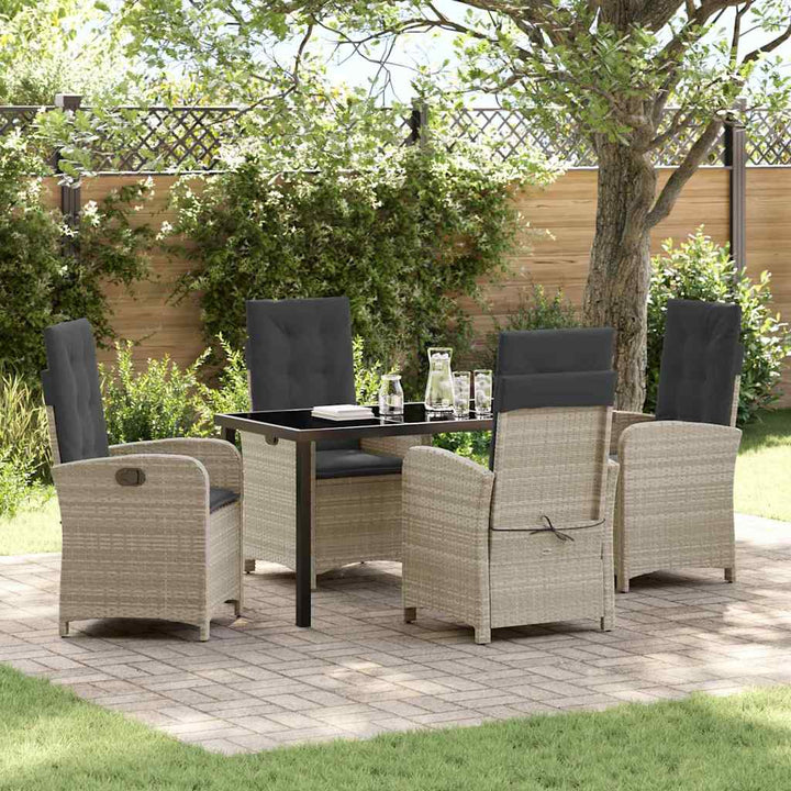 Have Spisebordssæt 5 pcs Lysegrå polyrattan