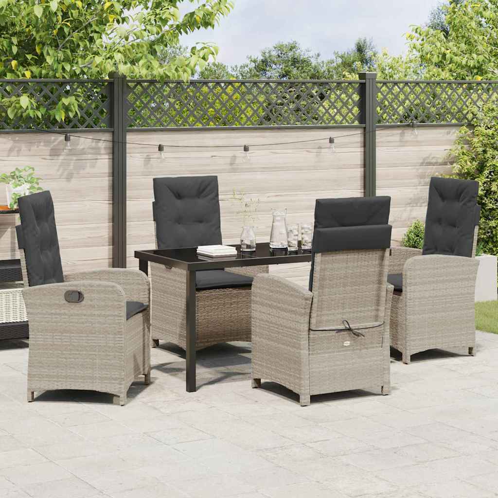 Have Spisebordssæt 5 pcs Lysegrå polyrattan