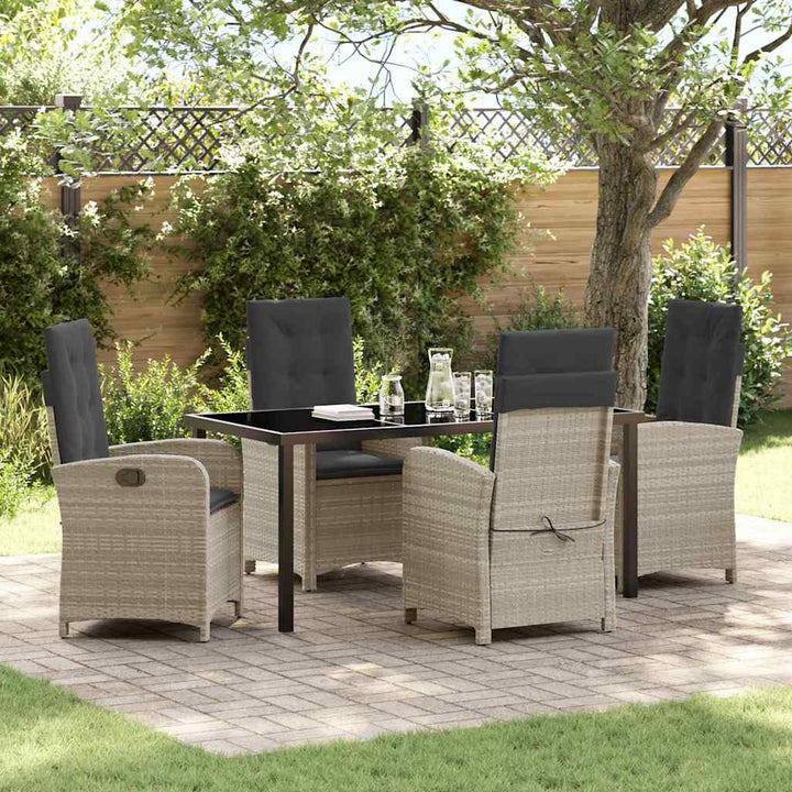 Have Spisebordssæt 5 pcs Lysegrå polyrattan