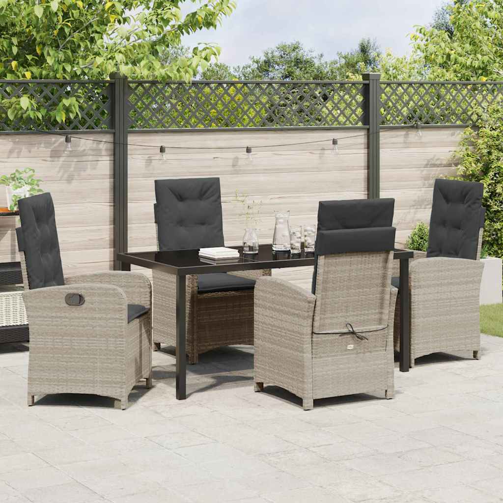 Have Spisebordssæt 5 pcs Lysegrå polyrattan