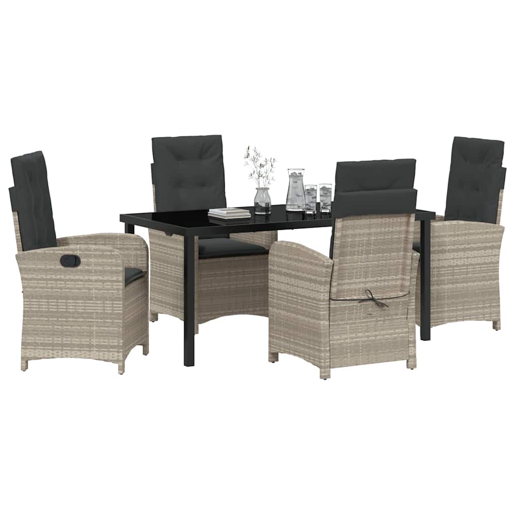 Have Spisebordssæt 5 pcs Lysegrå polyrattan