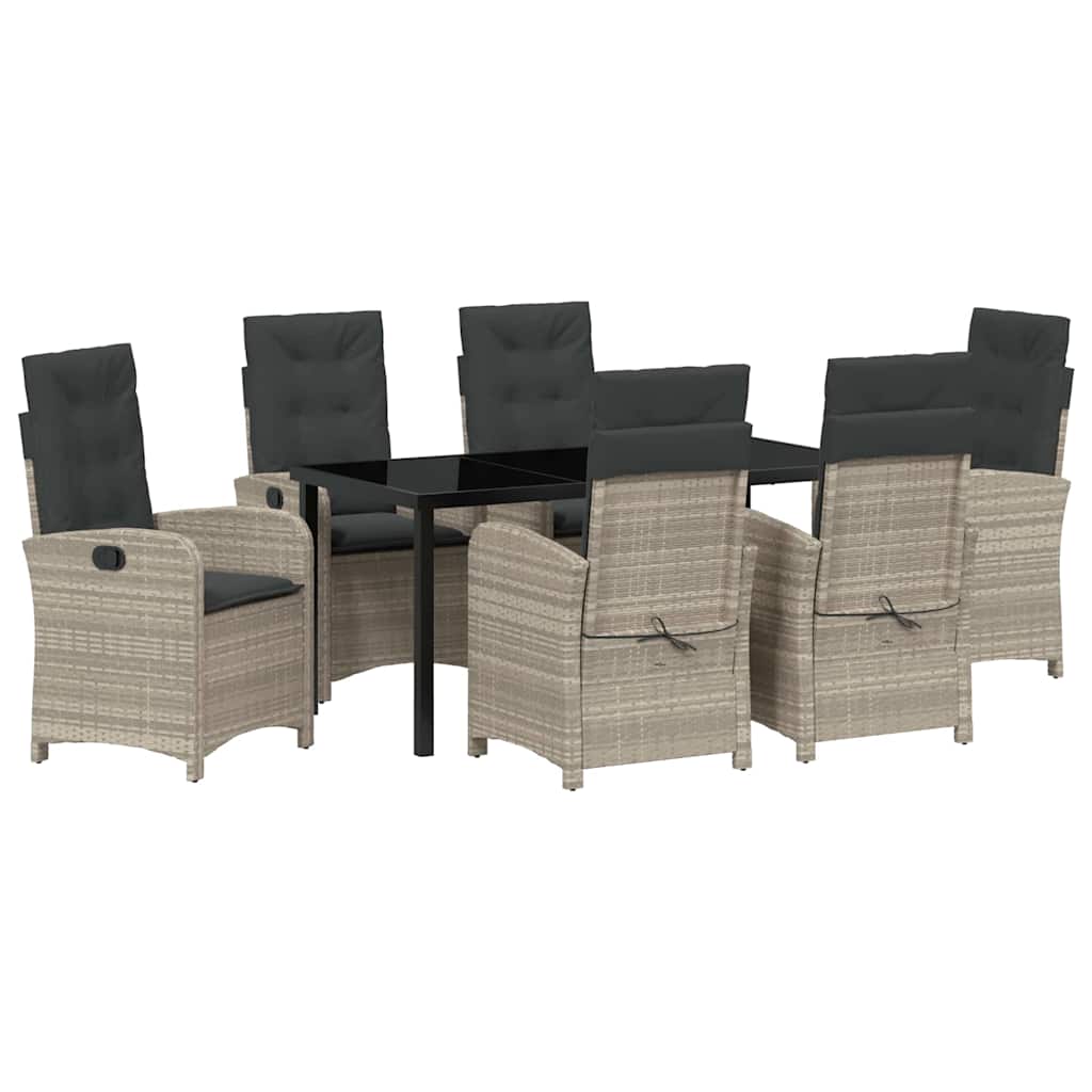 Have Spisebordssæt 7 pcs Lysegrå polyrattan