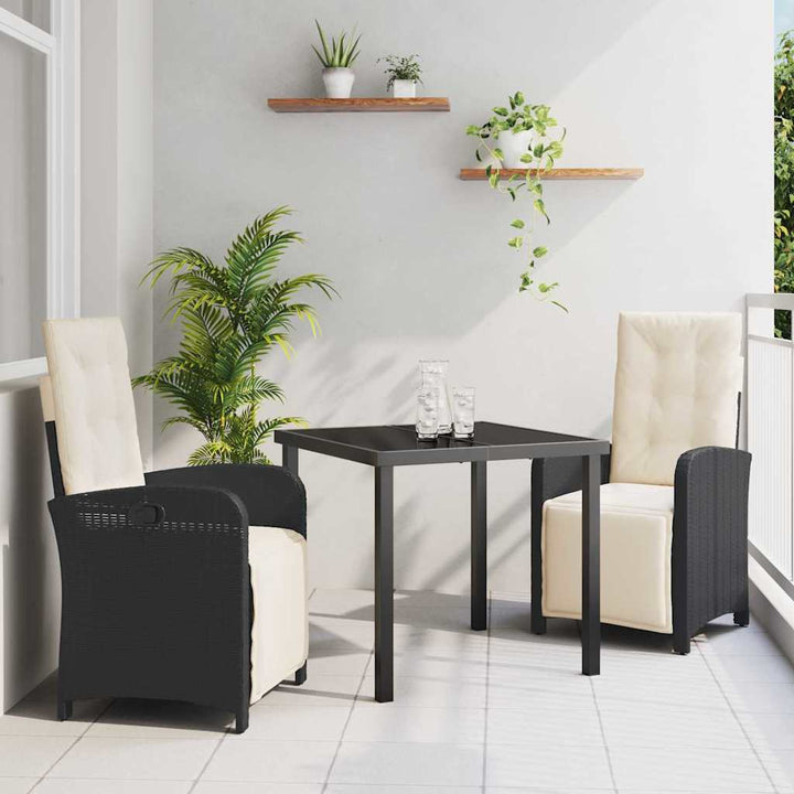 Have Spisebordssæt 3 pcs Sort polyrattan