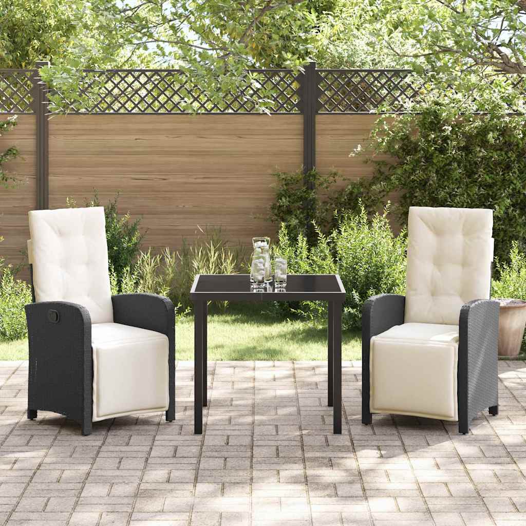 Have Spisebordssæt 3 pcs Sort polyrattan