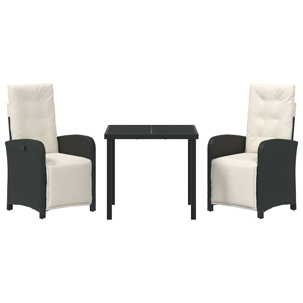 Have Spisebordssæt 3 pcs Sort polyrattan
