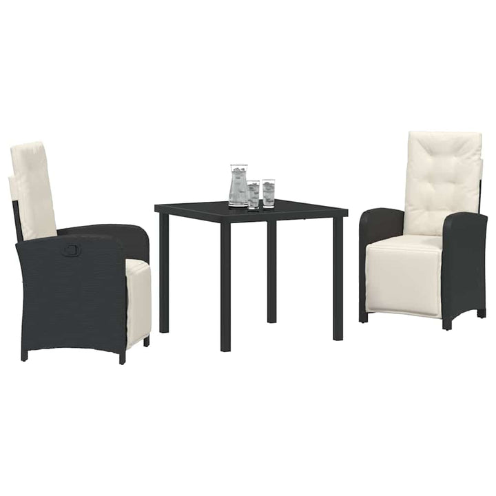 Have Spisebordssæt 3 pcs Sort polyrattan