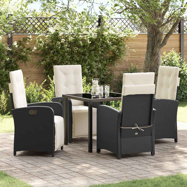 Have Spisebordssæt 5 pcs Sort polyrattan