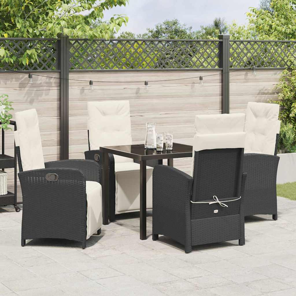 Have Spisebordssæt 5 pcs Sort polyrattan