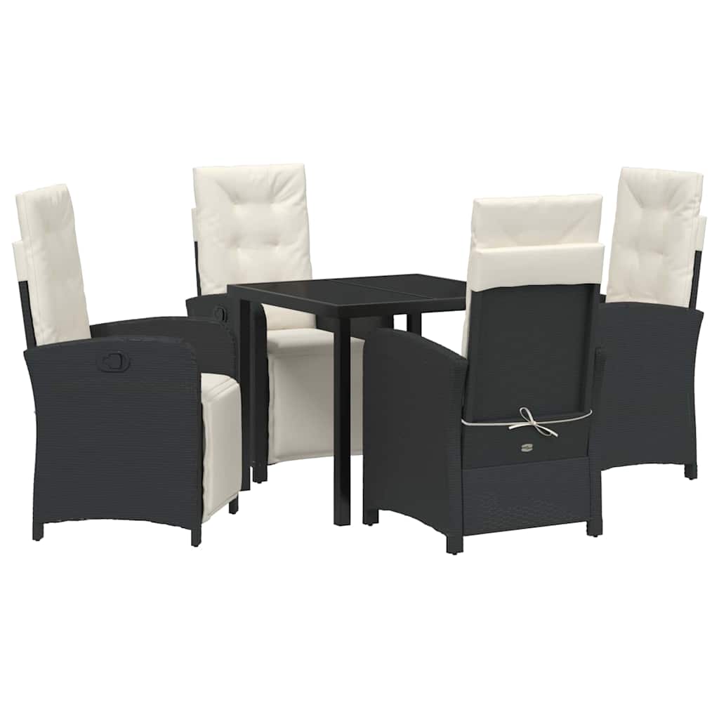 Have Spisebordssæt 5 pcs Sort polyrattan