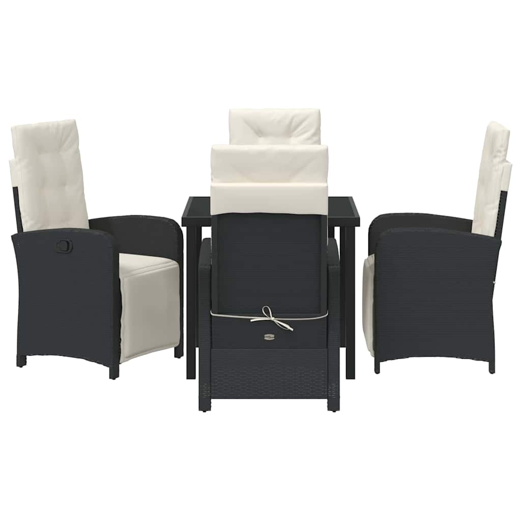 Have Spisebordssæt 5 pcs Sort polyrattan