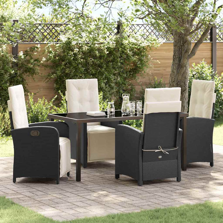 Have Spisebordssæt 5 pcs Sort polyrattan