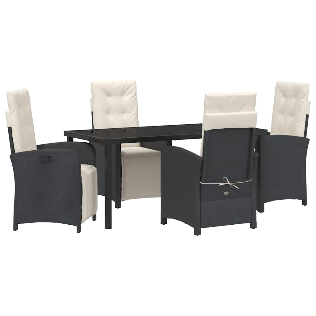 Have Spisebordssæt 5 pcs Sort polyrattan