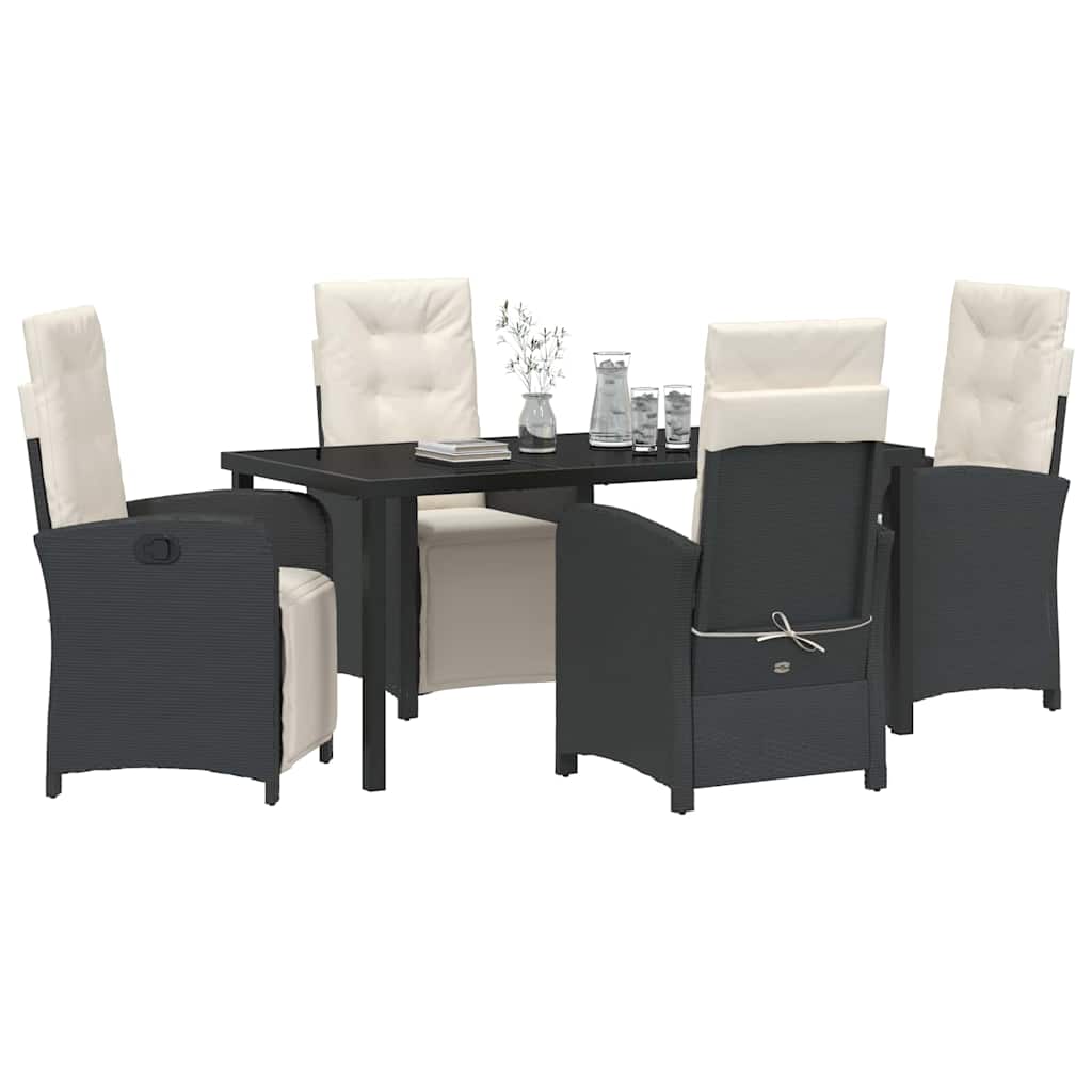 Have Spisebordssæt 5 pcs Sort polyrattan