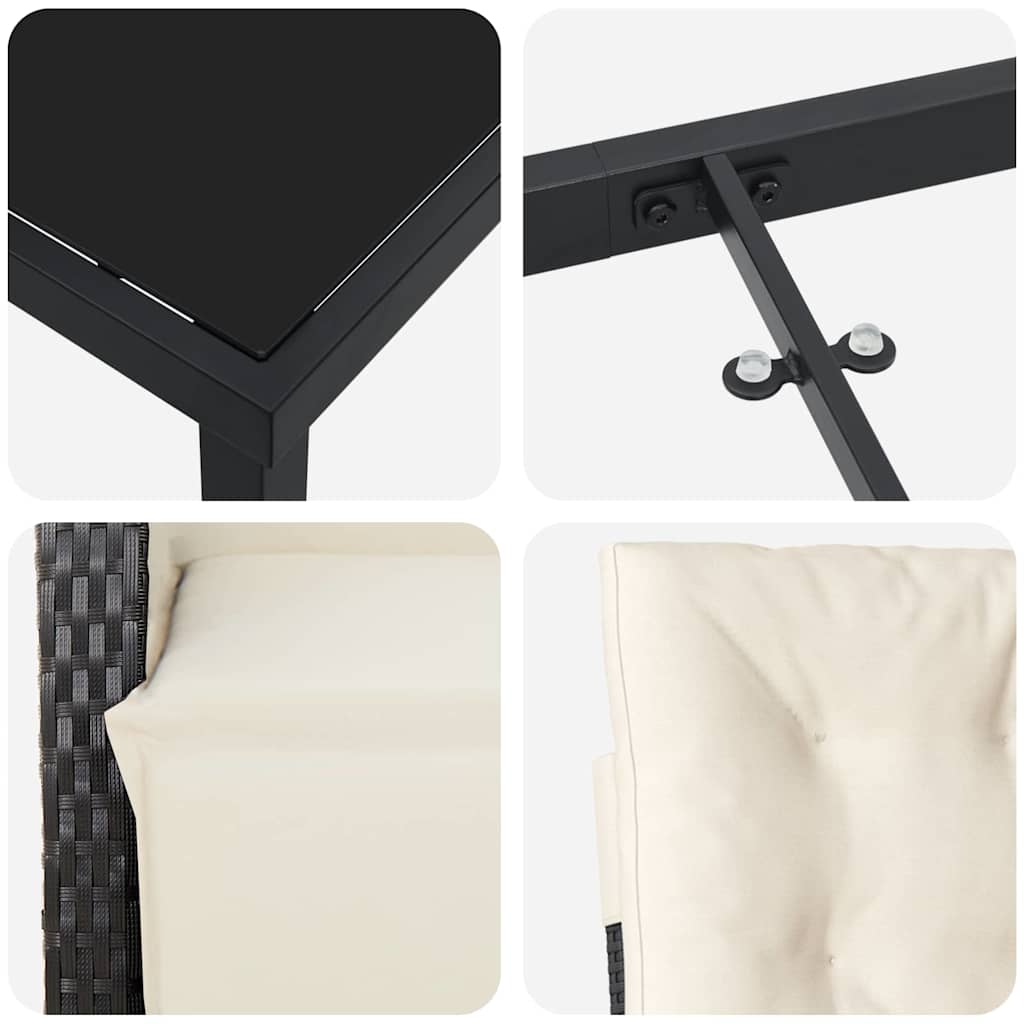 Have Spisebordssæt 7 pcs Sort polyrattan