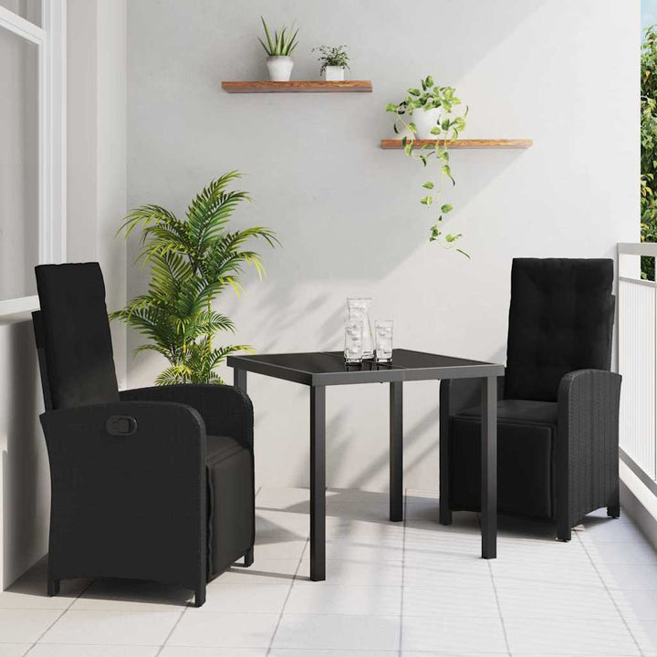 Have Spisebordssæt 3 pcs Sort polyrattan