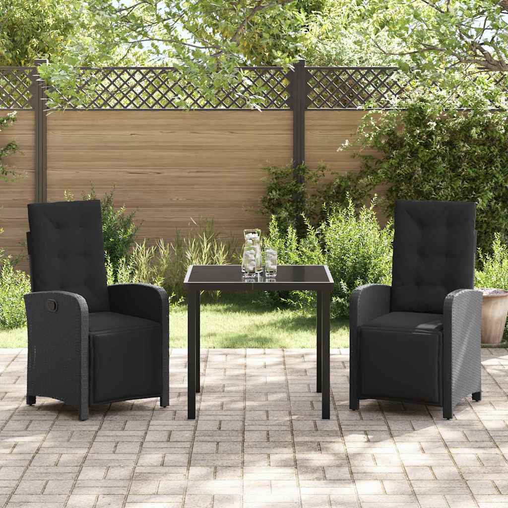 Have Spisebordssæt 3 pcs Sort polyrattan