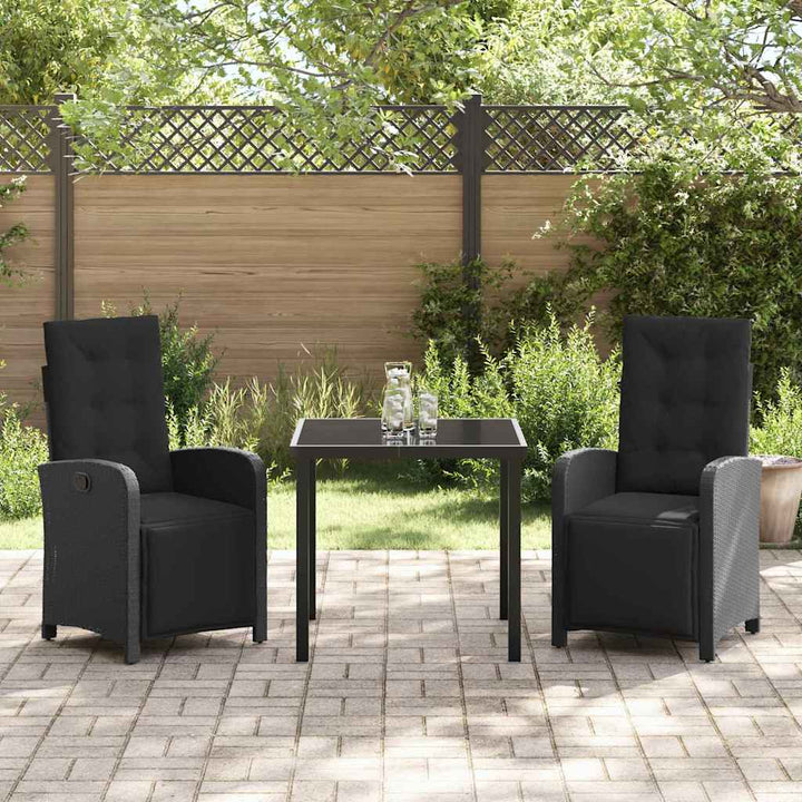 Have Spisebordssæt 3 pcs Sort polyrattan