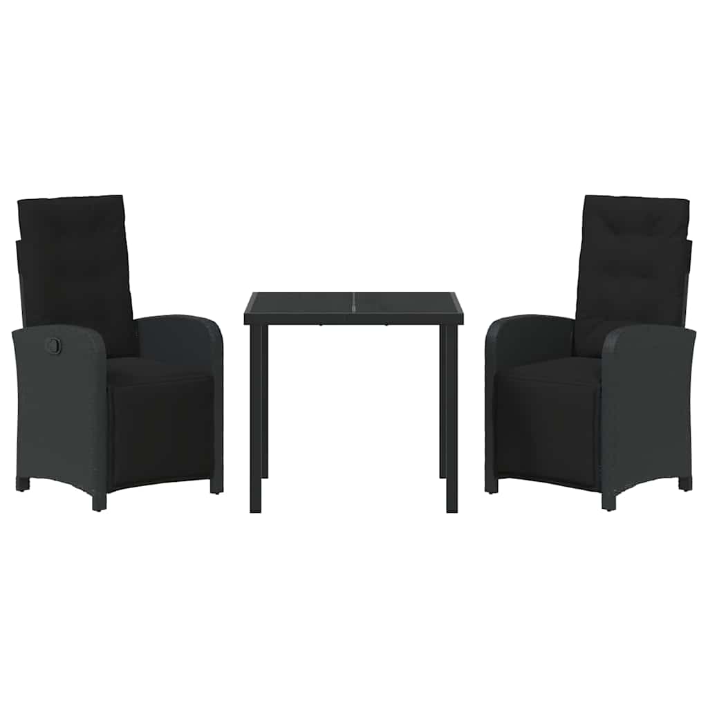 Have Spisebordssæt 3 pcs Sort polyrattan