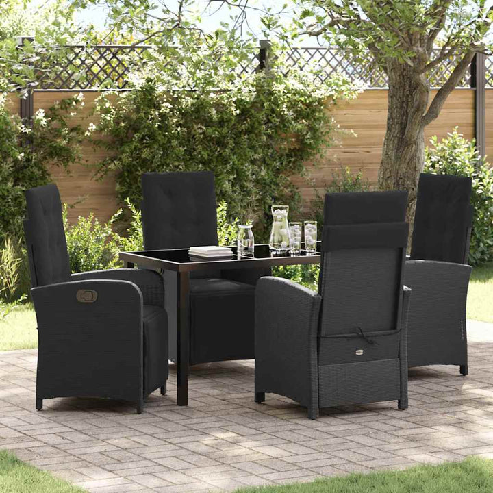 Have Spisebordssæt 5 pcs Sort polyrattan